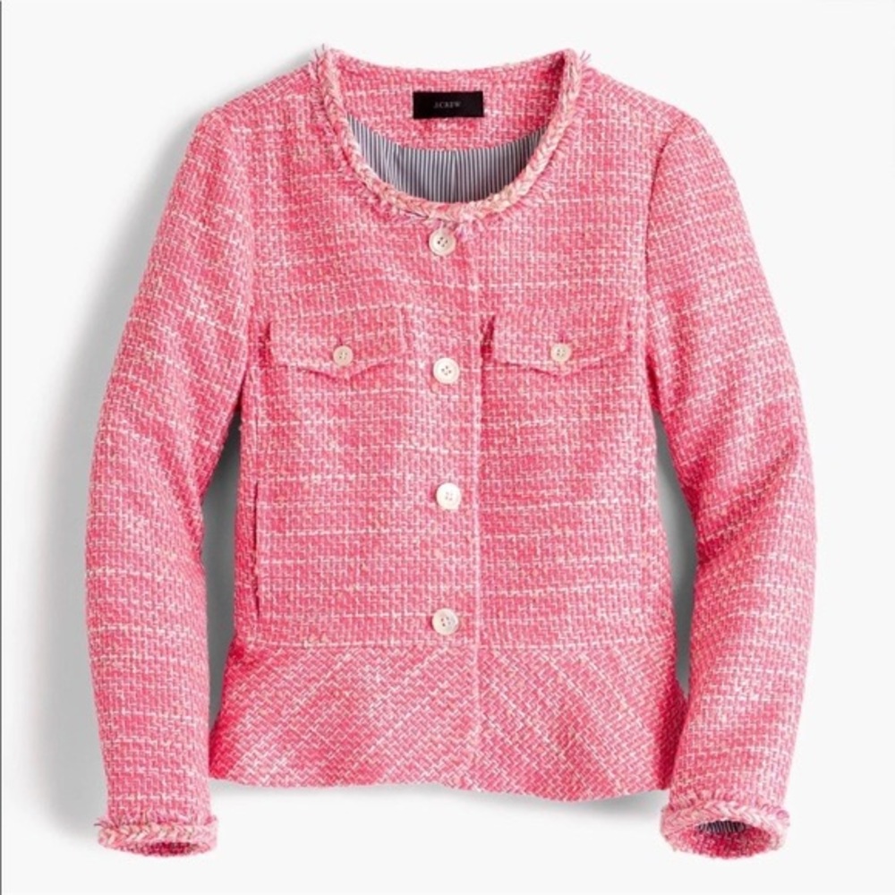 J CREW Peplum Lady Jacket in Neon Fuchsia Tweed - Picture 1 of 4